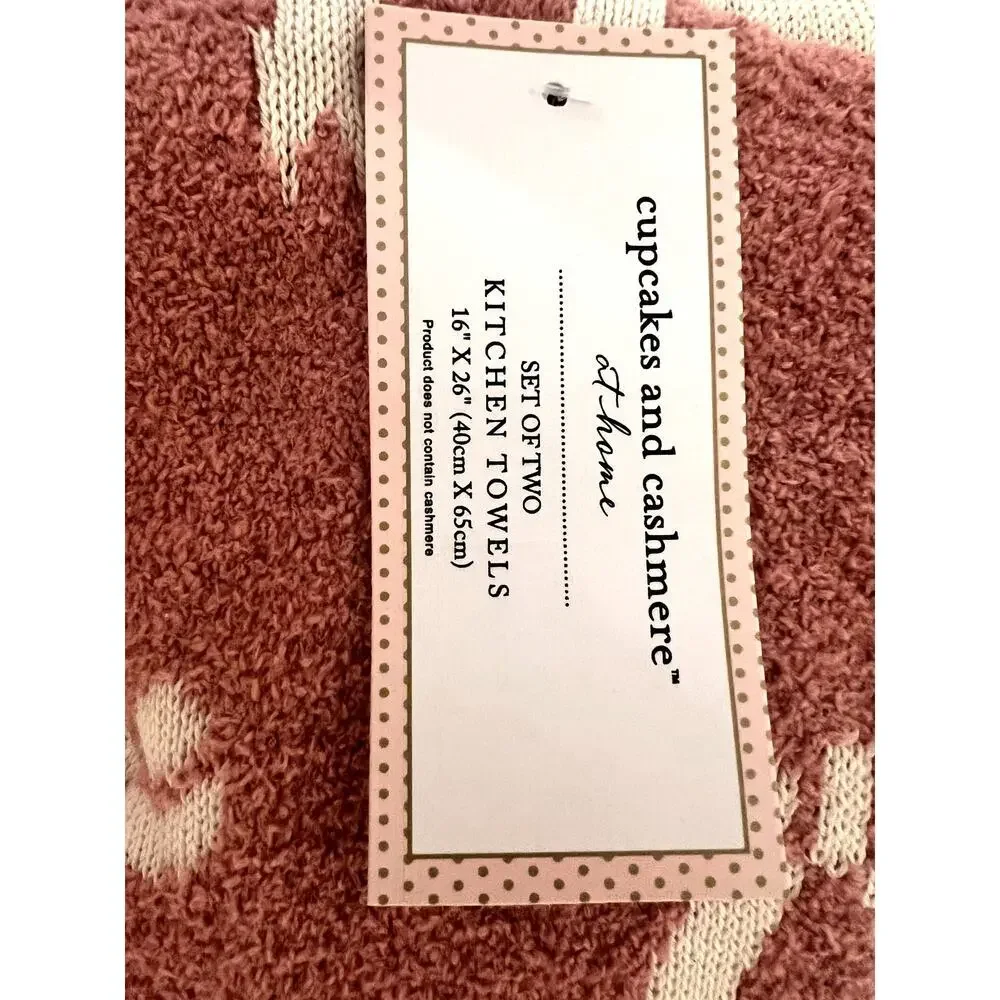 Cupcakes and Cashmere Hand Towels Pink BOWS‎ Pink White Set of 2
